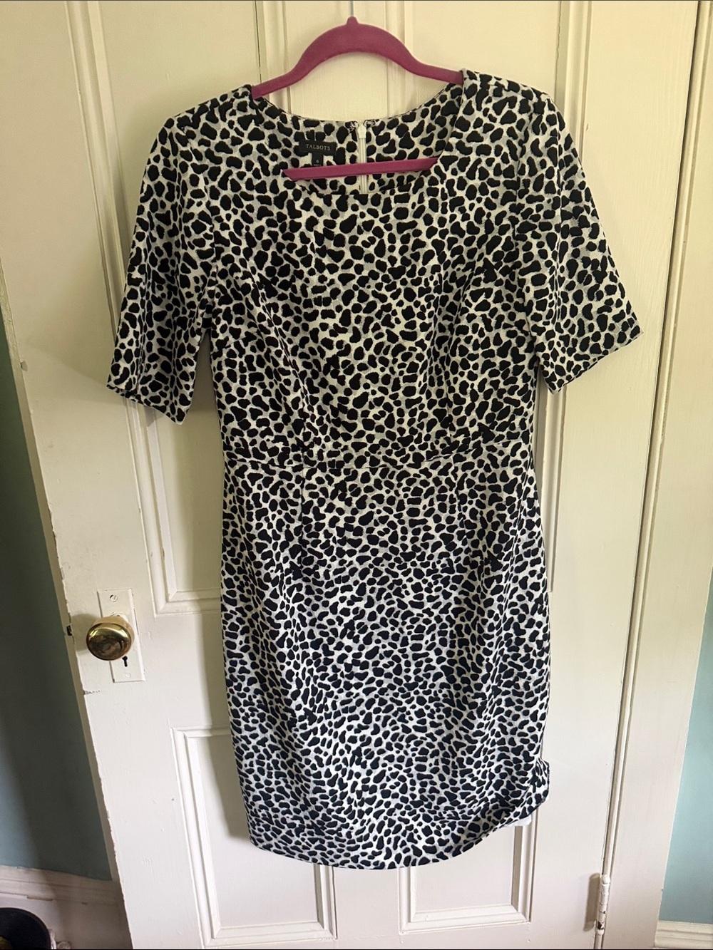 Talbots Black and White Animal-Print Midi Dress - Picture 5 of 7